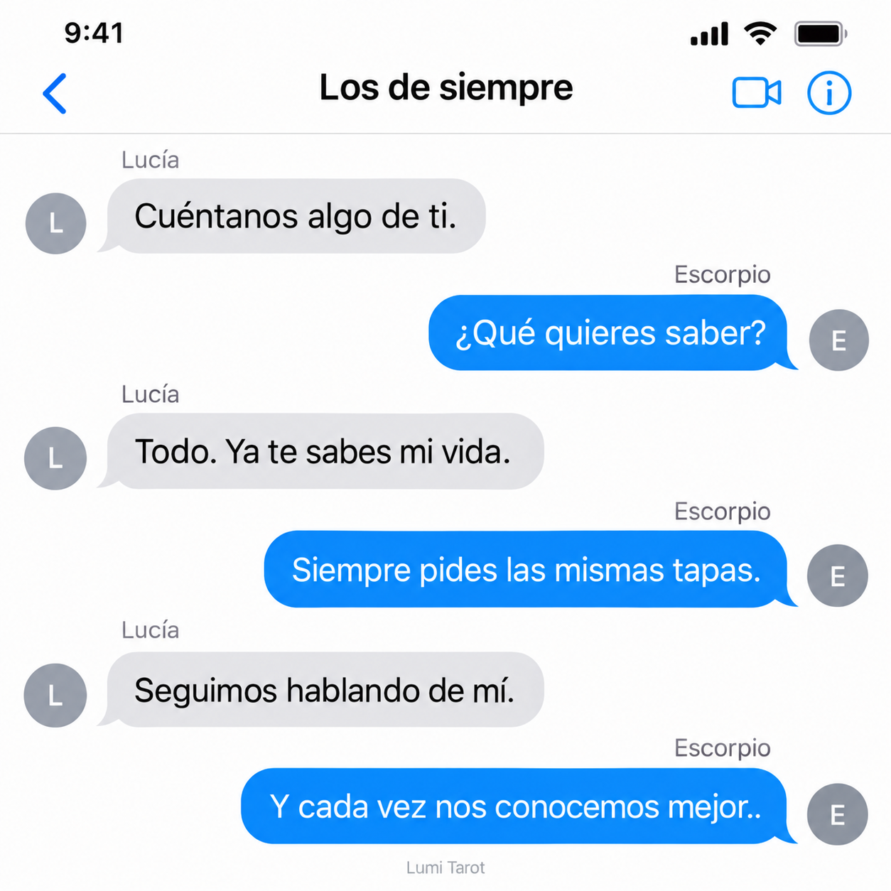 Chat ficticio: Escorpio recuerda las tapas de Lucía para no contar nada de sí mismo.