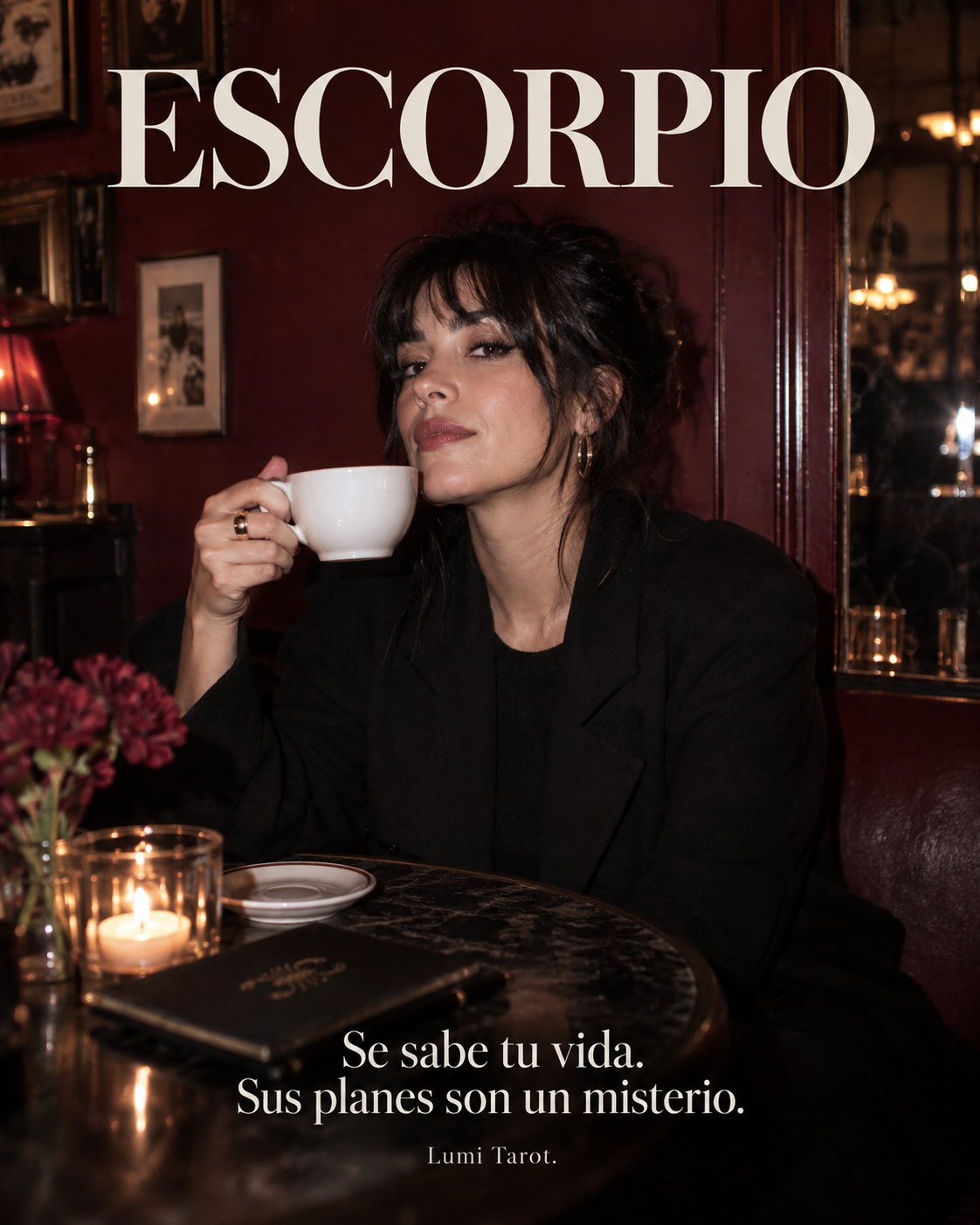 Meme de Escorpio: una persona con café conoce tu vida pero no cuenta sus planes.